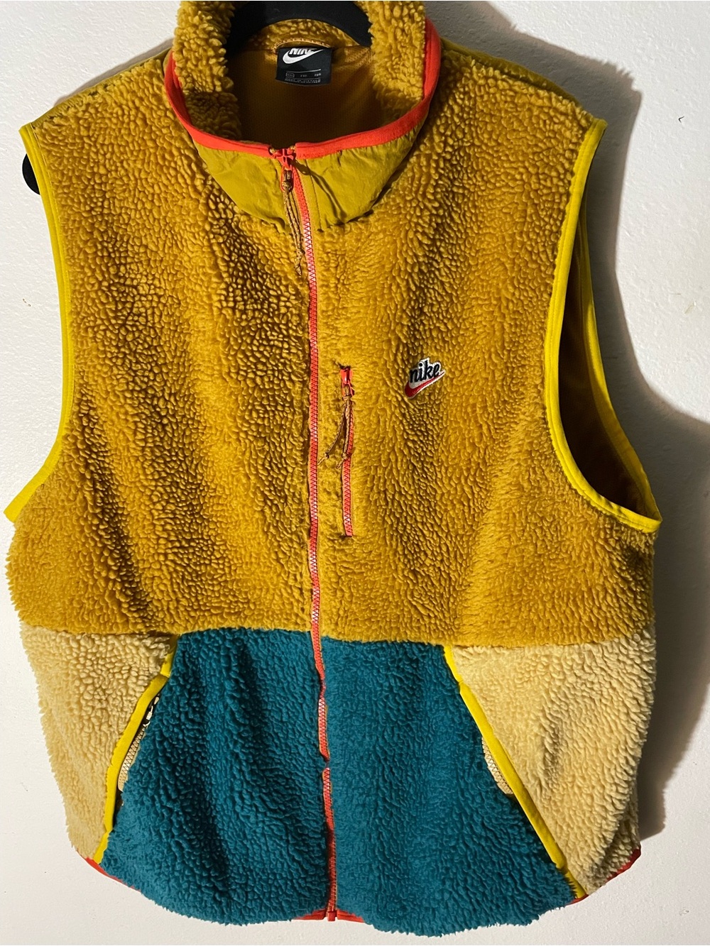 Nike Sportswear Sherpa Fleece Vest Yellow & Blue XL